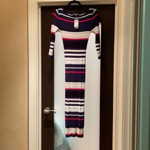 Maternity striped midi dress